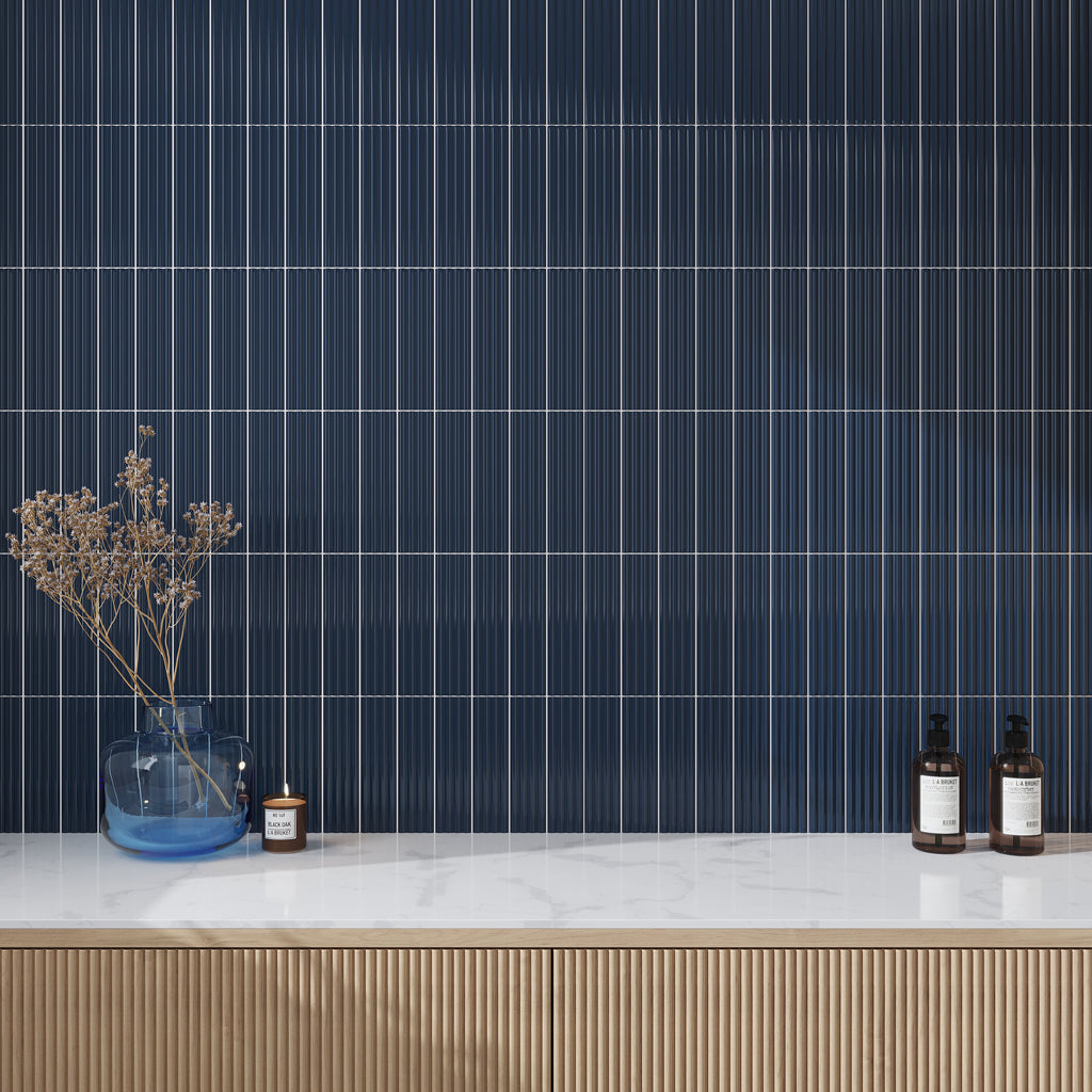 Blue 2 x 8 Glossy Ceramic Subway Deco Tile