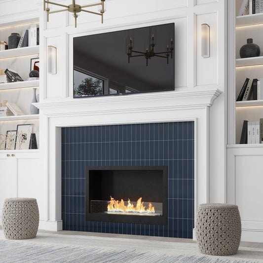 Blue 2 x 8 Glossy Ceramic Subway Deco Tile - Sample