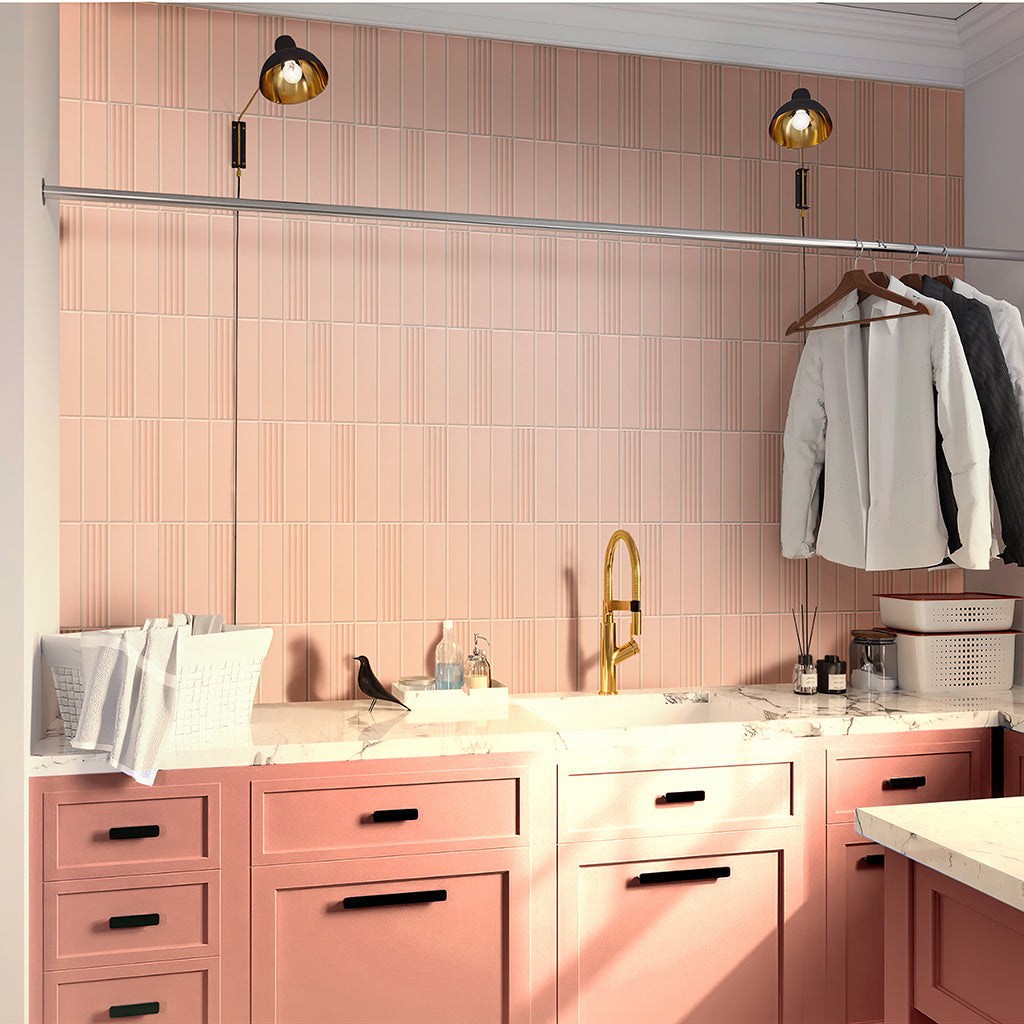 Pink  2 x 8 Matte Ceramic Subway Deco Tile