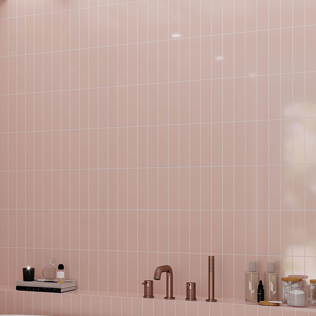 Pink  2 x 8 Glossy Ceramic Subway Tile - Sample