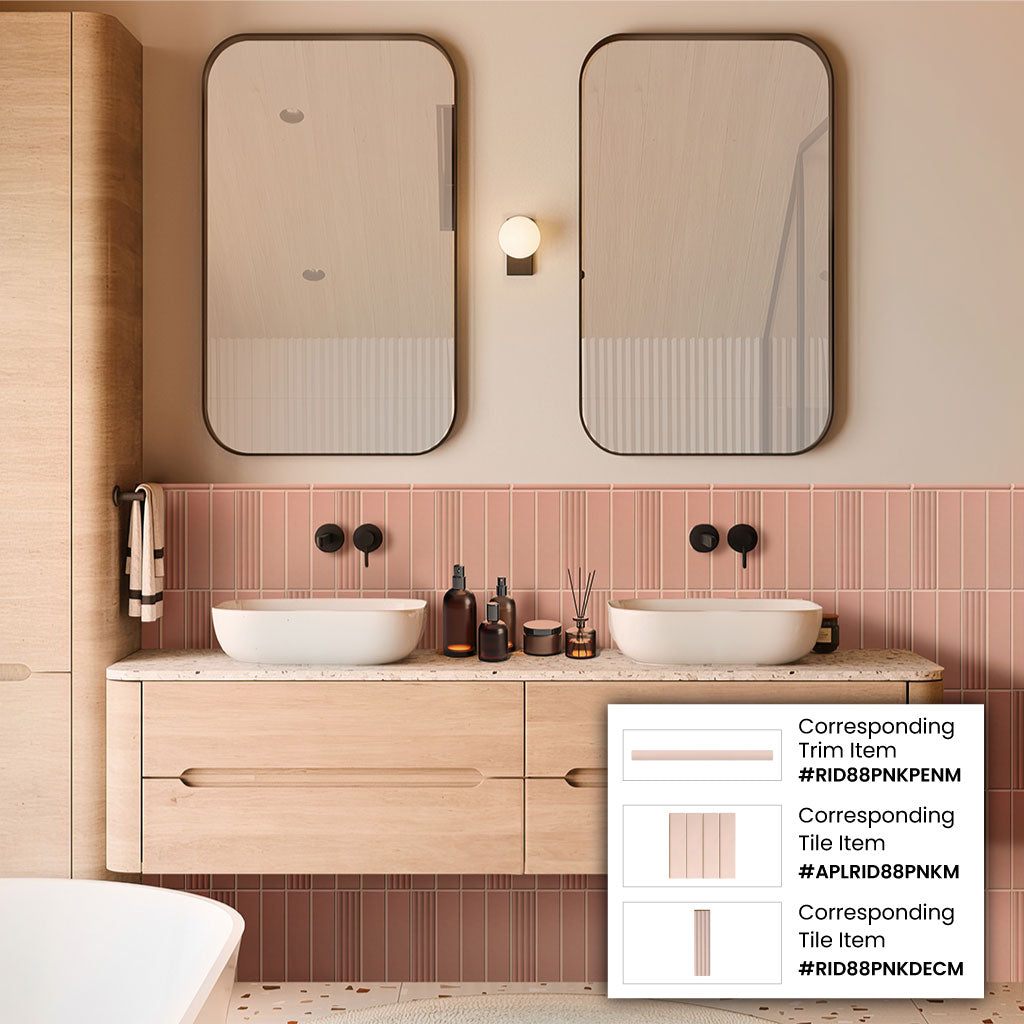 Pink  2 x 8 Matte Ceramic Subway Tile