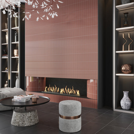 Red 2 x 8 Glossy Ceramic Subway Deco Tile - Sample