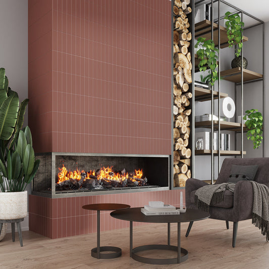 Red 2 x 8 Matte Ceramic Subway Deco Tile - Sample