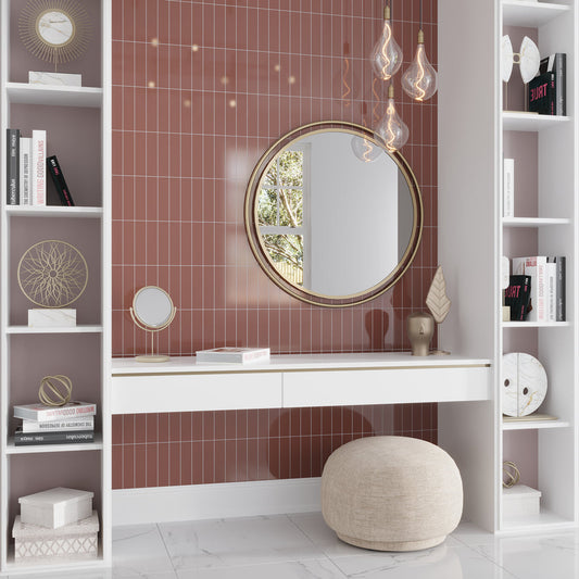 Red 2 x 8 Glossy Ceramic Subway Tile - Sample