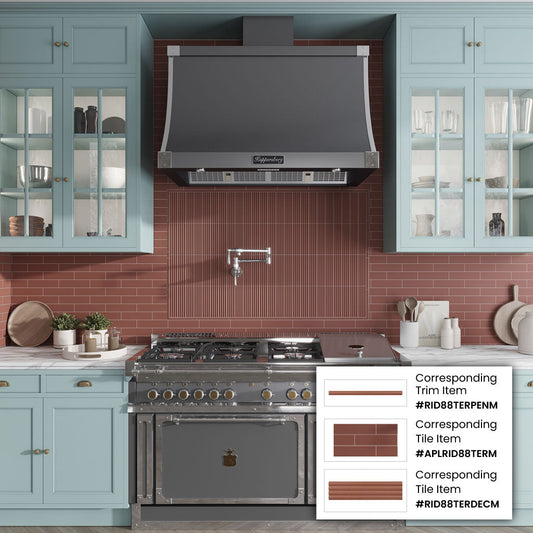 Red 0.5 x 8 Matte Ceramic Pencil Trim - Sample