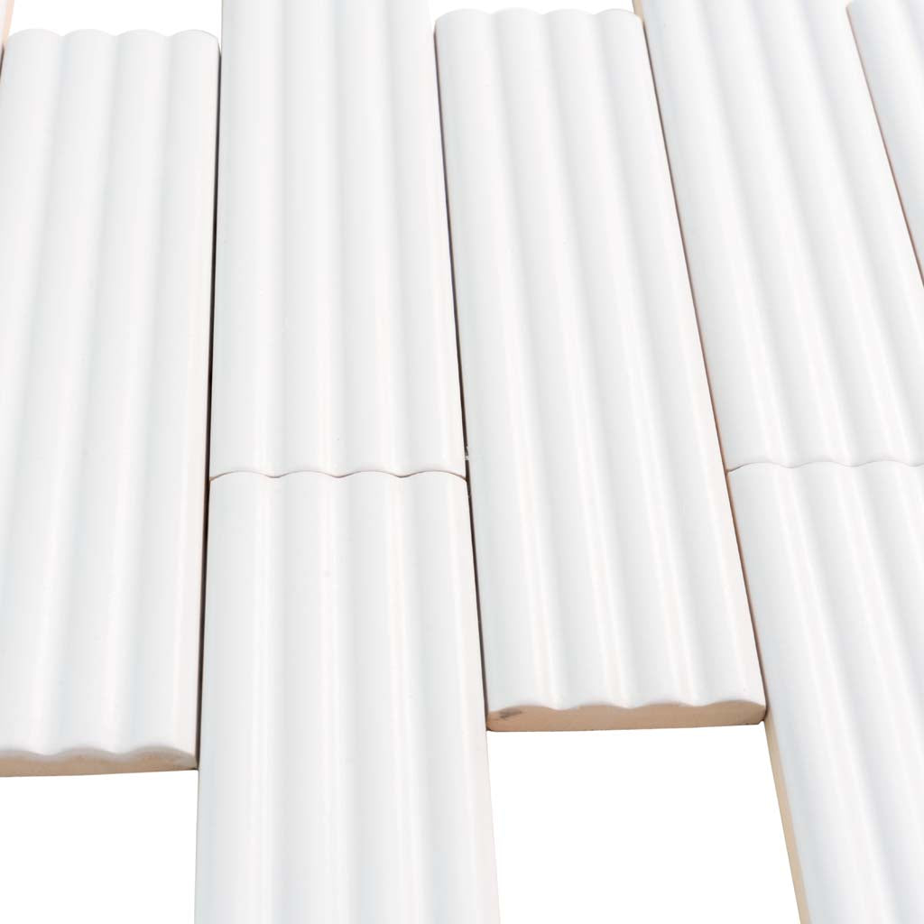 White 2 x 8 Matte Ceramic Subway Deco Tile