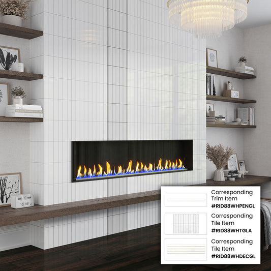 White 2 x 8 Glossy Ceramic Subway Deco Tile