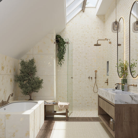 Light Beige 12 x 12 Natural Porcelain Mosaic Tile - Sample