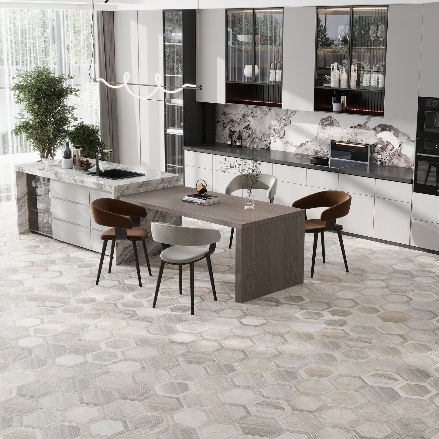 Light Brown 10 x 10 Matte Porcelain Hexagon Tile