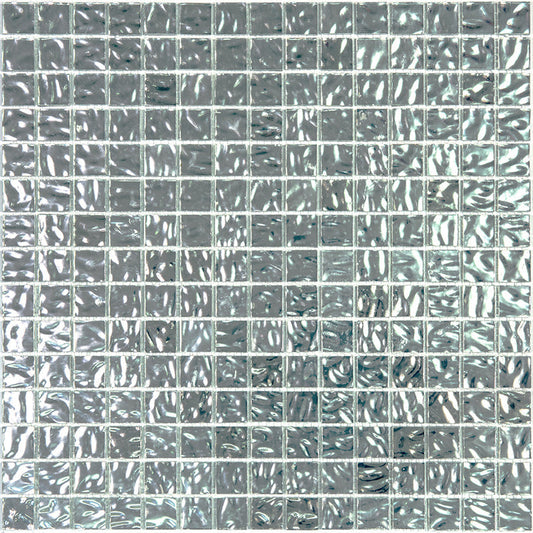 Shimmer Flint Silver 12 x 12 Glossy Glass Mosaic Tile - Sample
