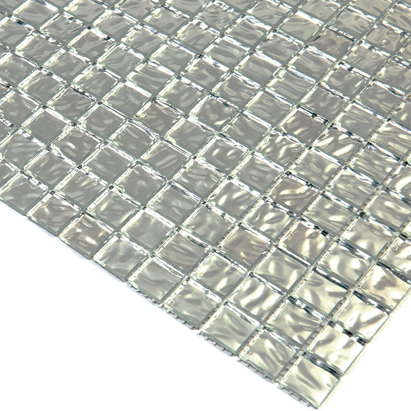 Shimmer Flint Silver 12 x 12 Glossy Glass Mosaic Tile