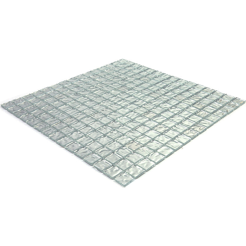 Shimmer Flint Silver 12 x 12 Glossy Glass Mosaic Tile