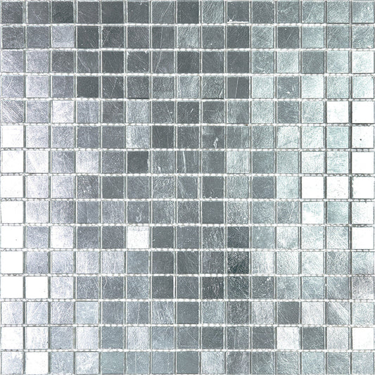 Silver 12 x 12 Glossy Glass Mosaic Tile - Sample