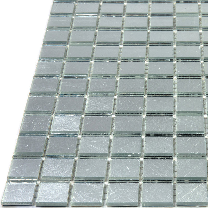 Silver 12 x 12 Glossy Glass Mosaic Tile