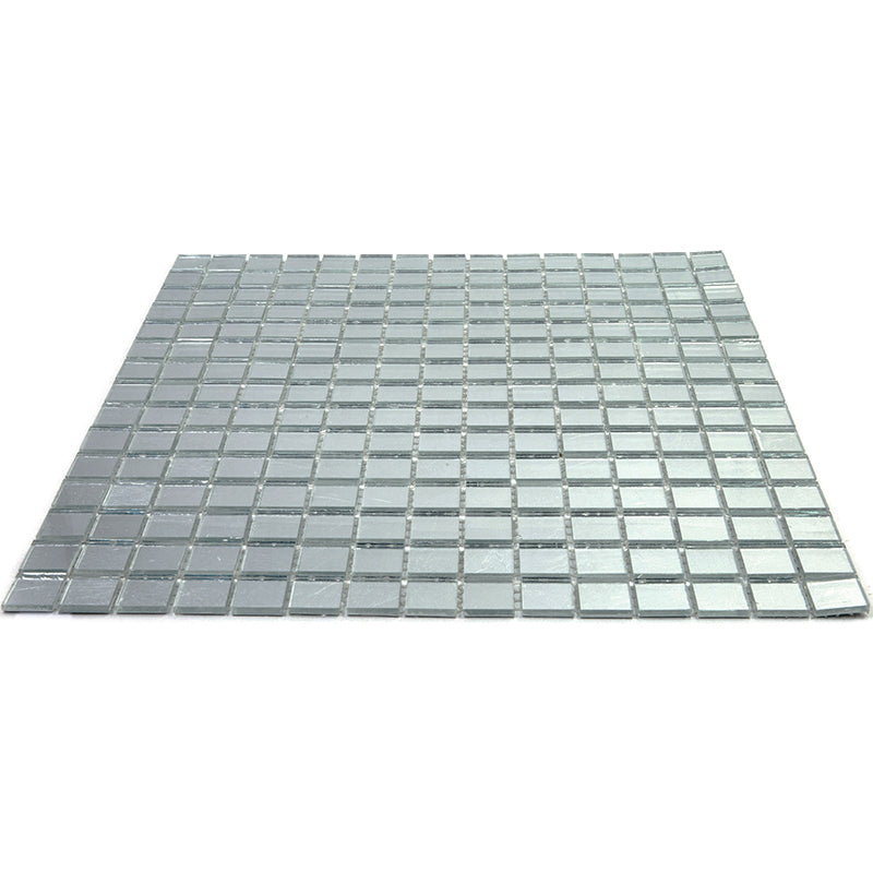 Silver 12 x 12 Glossy Glass Mosaic Tile