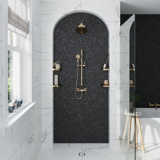 Black 12 x 12 Semi-Glossy Glass Mosaic Tile