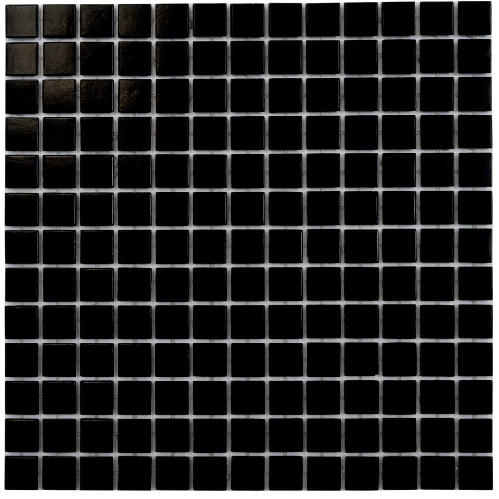 Black 12 x 12 Glossy Glass Mosaic Tile