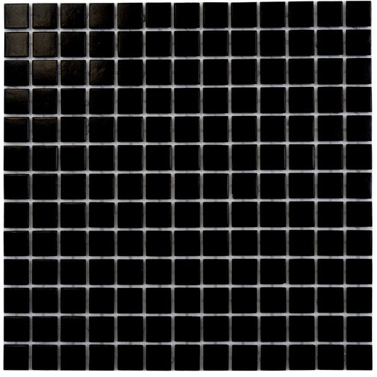 Black 12 x 12 Glossy Glass Mosaic Tile - Sample