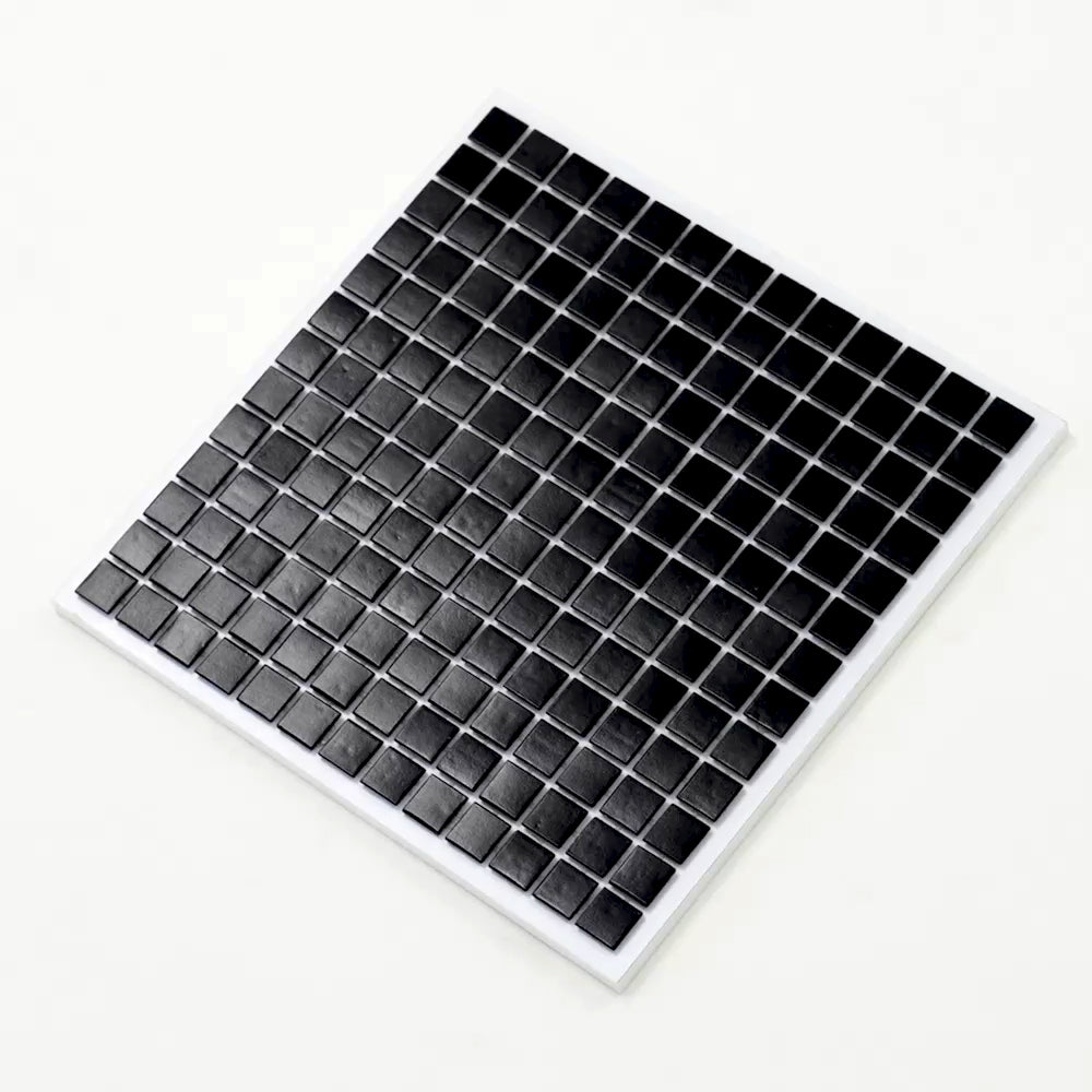 Black 12 x 12 Glossy Glass Mosaic Tile