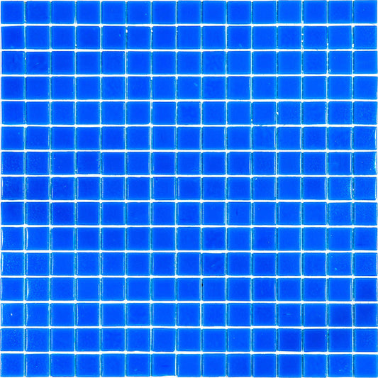 Denim Blue 12 x 12 Glossy Glass Mosaic Tile - Sample