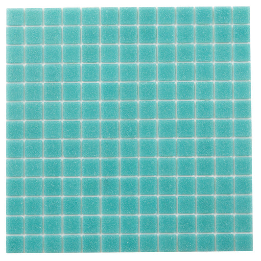 Neon Aqua Green 12 x 12 Glossy Glass Mosaic Tile - Sample