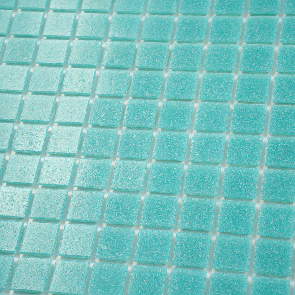 Neon Aqua Green 12 x 12 Glossy Glass Mosaic Tile