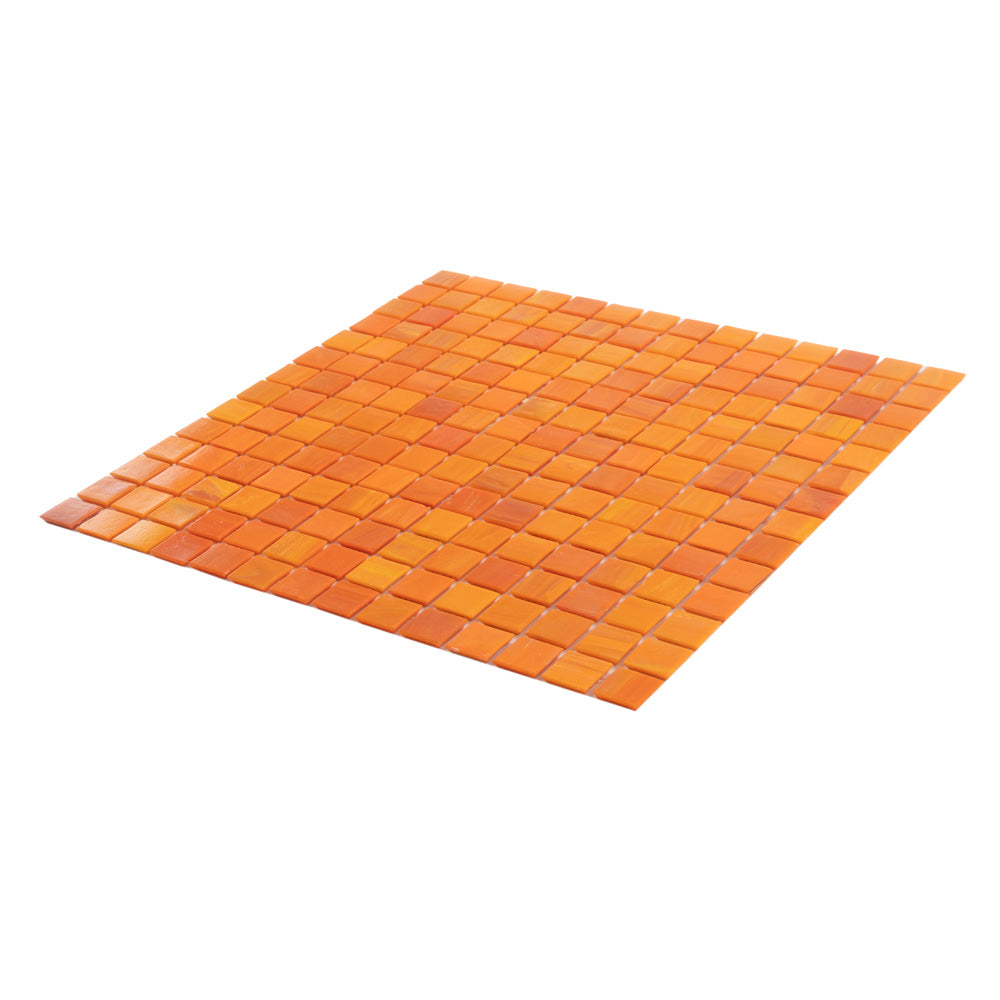 Fire Orange 12 x 12 Glossy Glass Mosaic Tile