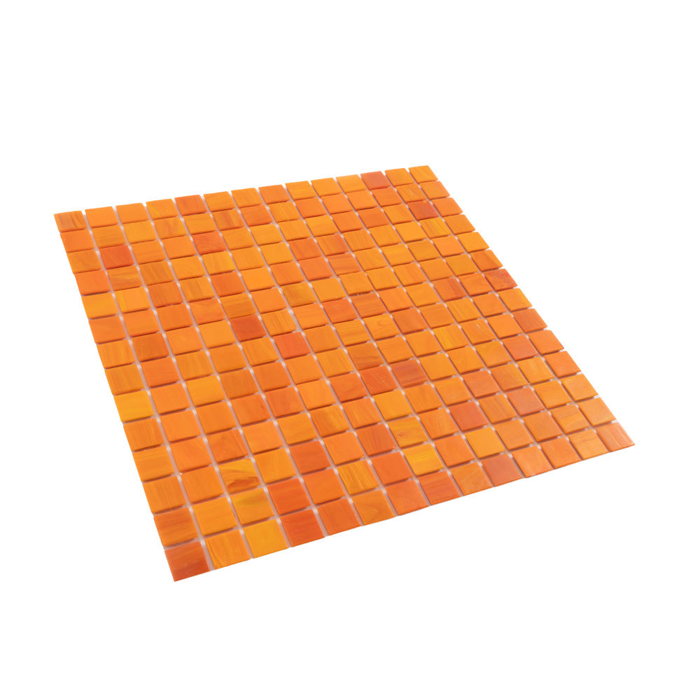 Fire Orange 12 x 12 Glossy Glass Mosaic Tile