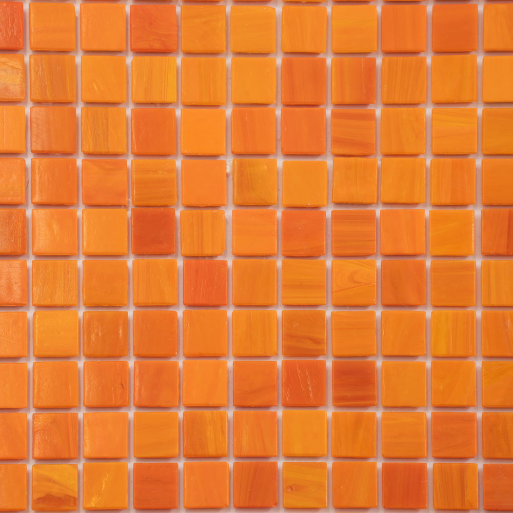 Fire Orange 12 x 12 Glossy Glass Mosaic Tile