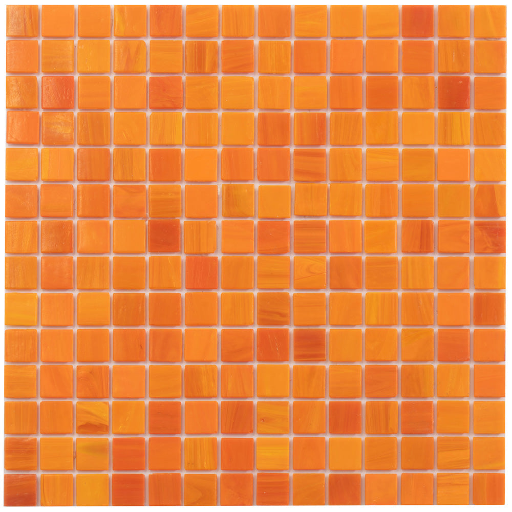 Fire Orange 12 x 12 Glossy Glass Mosaic Tile