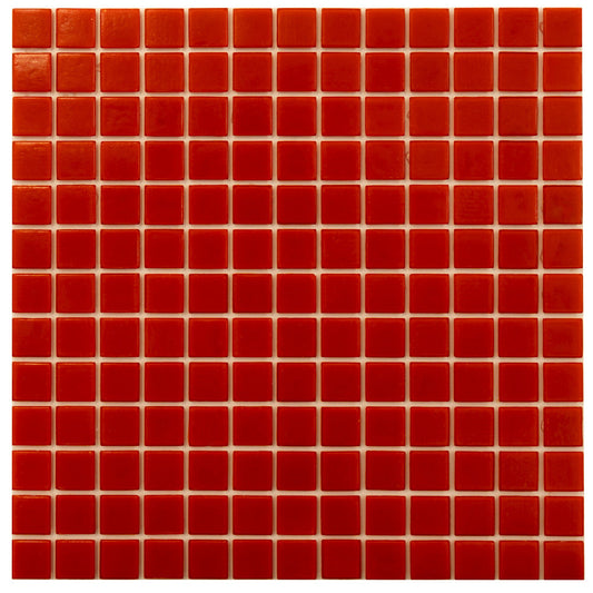 Candy Red 12 x 12 Glossy Glass Mosaic Tile - Sample