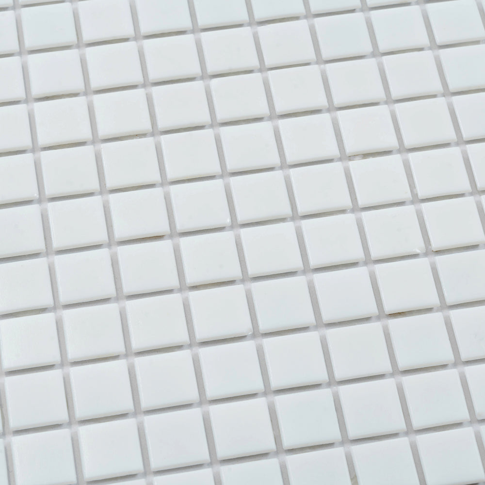 Rice White 12 x 12 Glossy Glass Mosaic Tile