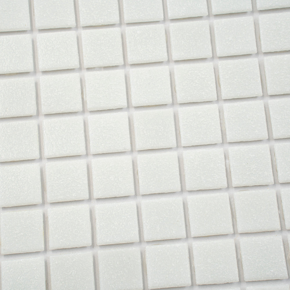 Cotton White 12 x 12 Glossy Glass Mosaic Tile