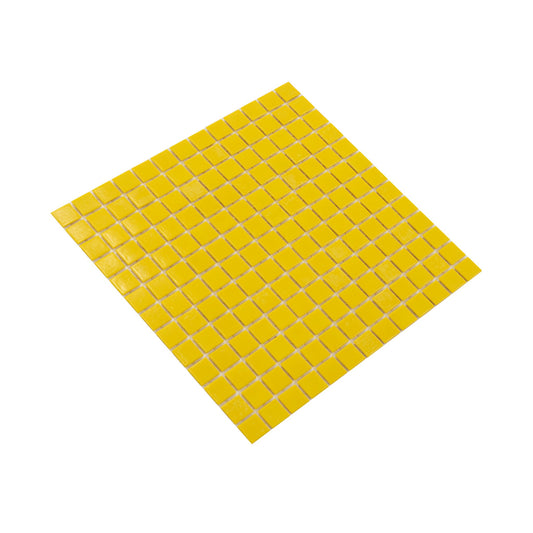 Lemon Yellow 12 x 12 Glossy Glass Mosaic Tile - Sample