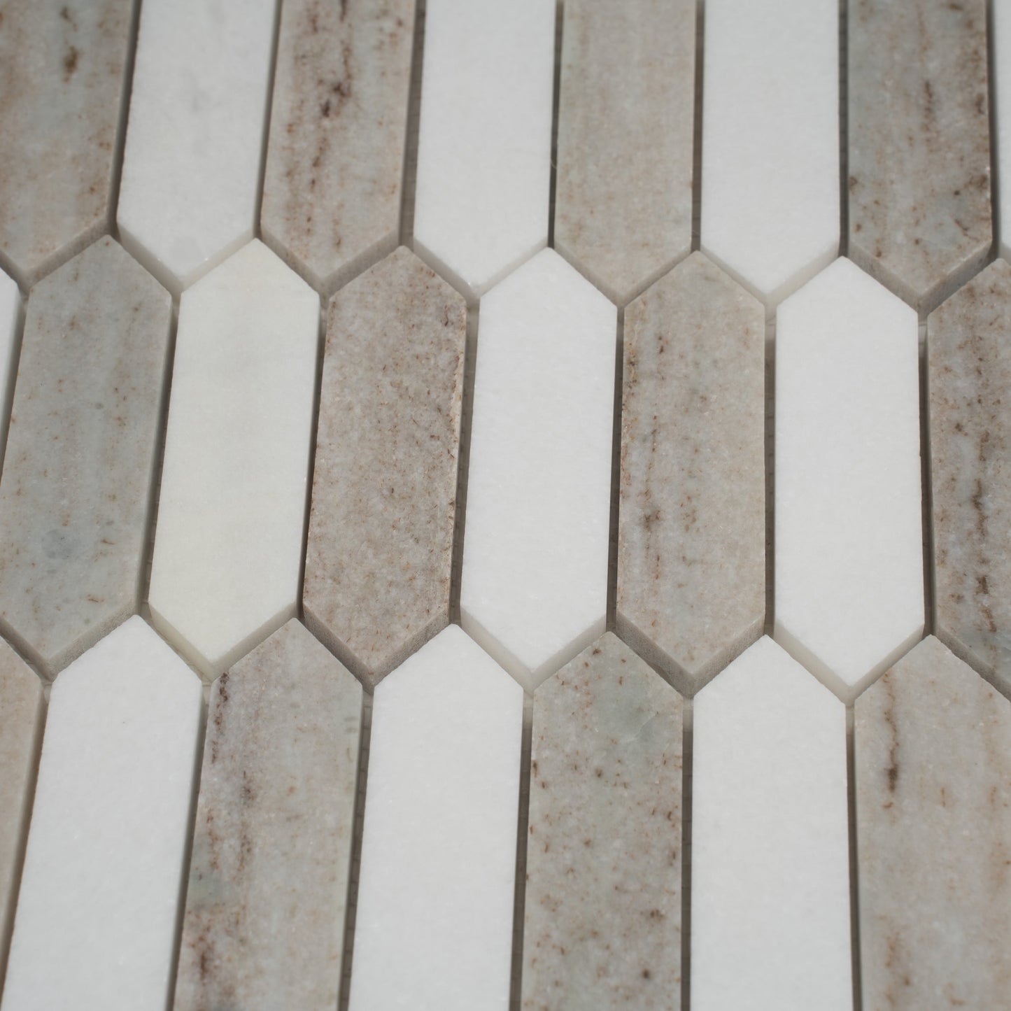 Warm Beige White 12x12 Polished Crystal Sand, Thassoss White Mosaic Tile - Sample