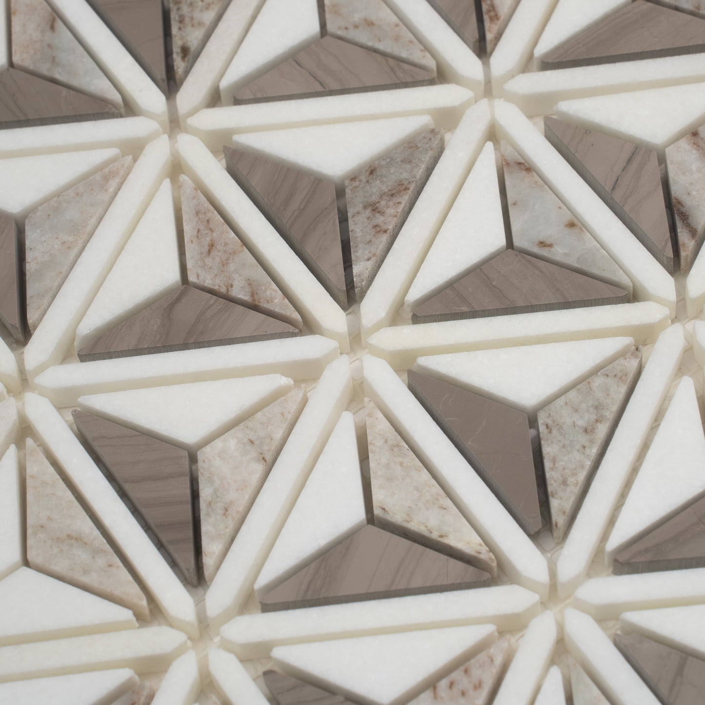 Warm Beige White 12x12 Polished Crystal Sand, Athens Gray, Thassos Mosaic Tile