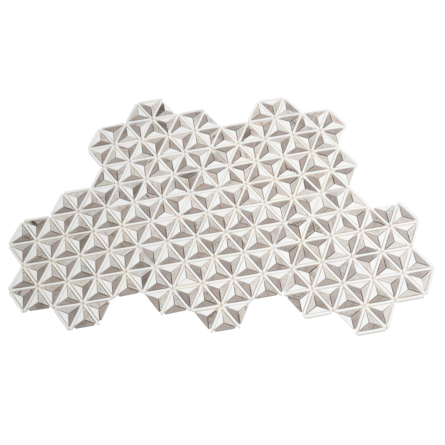 Warm Beige White 12x12 Polished Crystal Sand, Athens Gray, Thassos Mosaic Tile - Sample