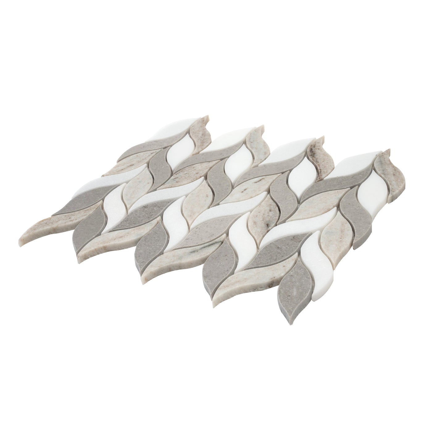 Warm Beige White 10x12 Polished Crystal Sand, Thassoss, Cinderella Gray Mosaic Tile