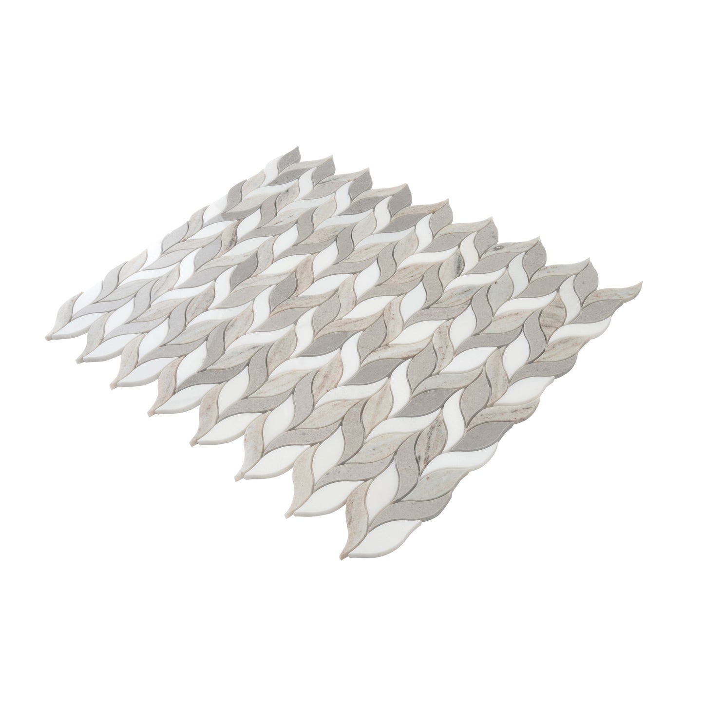 Warm Beige White 10x12 Polished Crystal Sand, Thassoss, Cinderella Gray Mosaic Tile