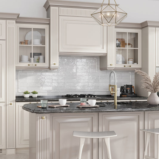 White 2.5 x 8 Glossy Ceramic Subway Tile - Sample