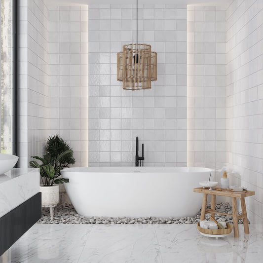 White 5 x 5 Glossy Ceramic Square Tile - Sample