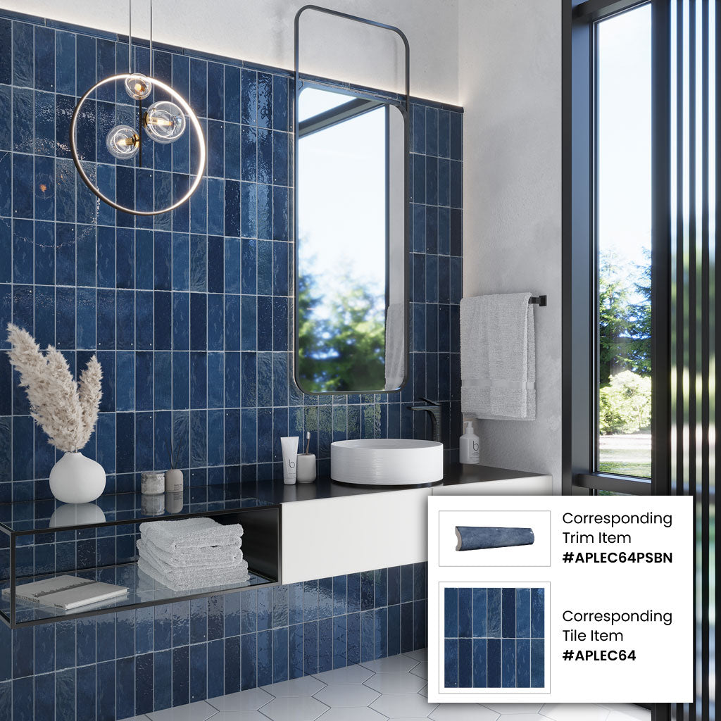 Dark Blue 2.5 x 8 Glossy Ceramic Subway Tile