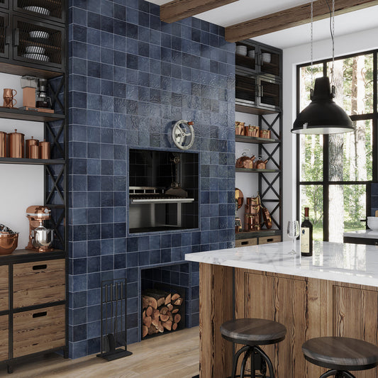 Dark Blue 5 x 5 Glossy Ceramic Square Tile - Sample