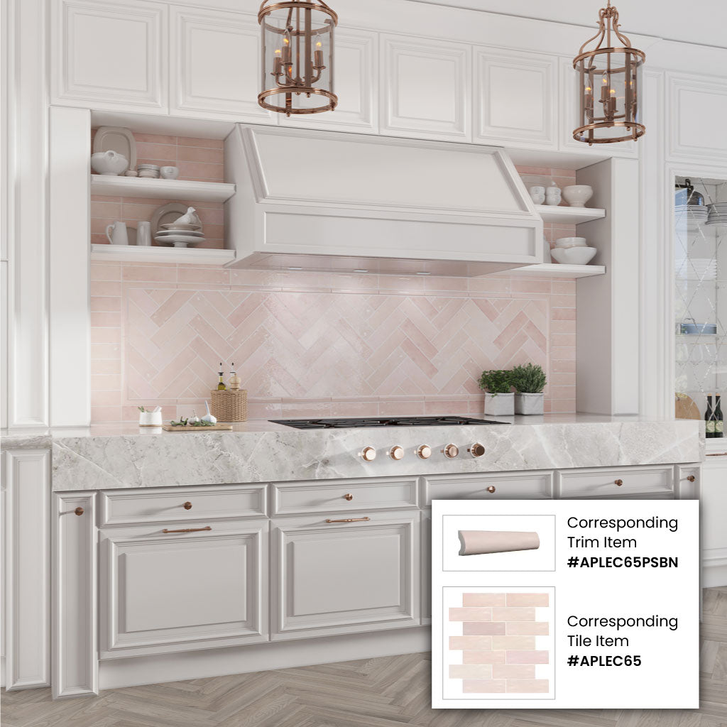 Soft Pink 2.5 x 8 Glossy Ceramic Subway Tile