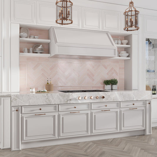 Soft Pink 2.5 x 8 Glossy Ceramic Subway Tile - Sample