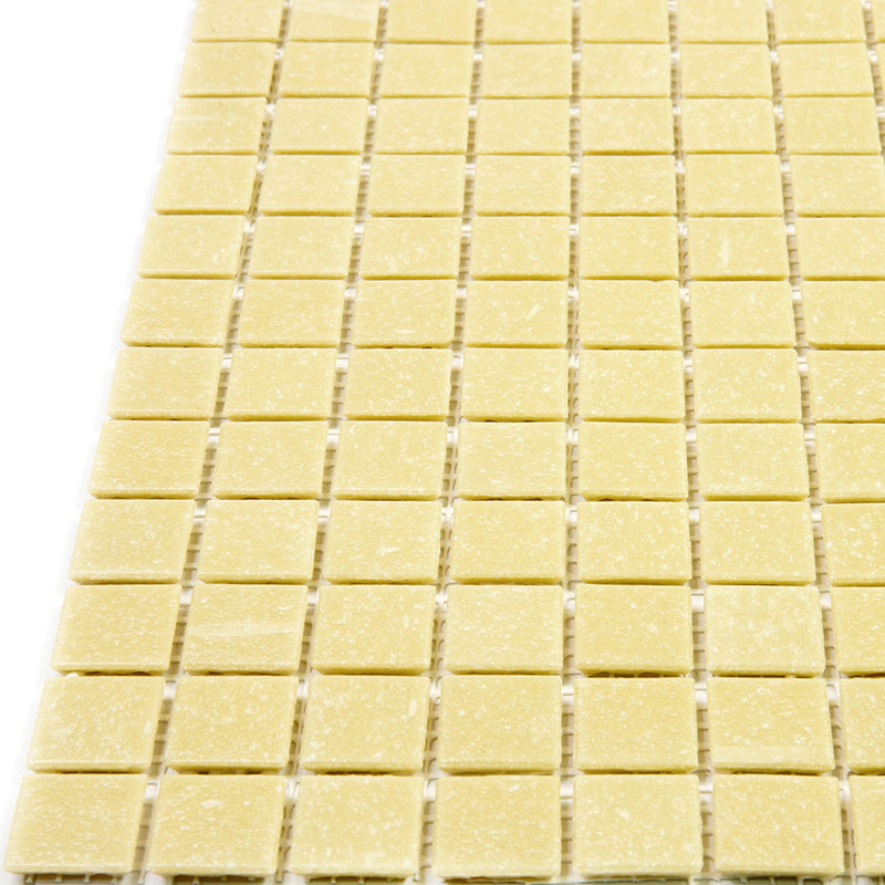 Cream Beige 12 x 12 Glossy Glass Mosaic Tile