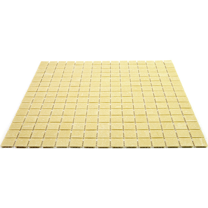 Cream Beige 12 x 12 Glossy Glass Mosaic Tile