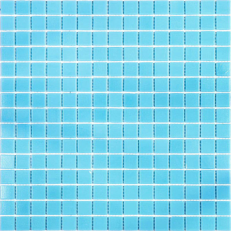 Aqua Blue 12 x 12 Glossy Glass Mosaic Tile