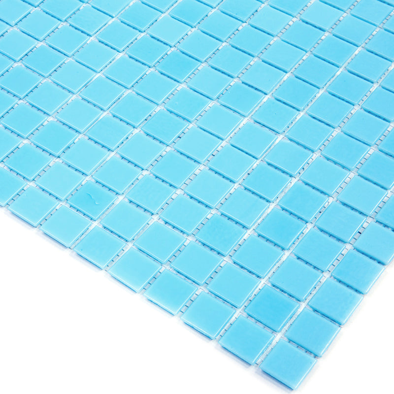 Aqua Blue 12 x 12 Glossy Glass Mosaic Tile