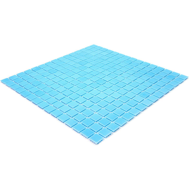 Aqua Blue 12 x 12 Glossy Glass Mosaic Tile